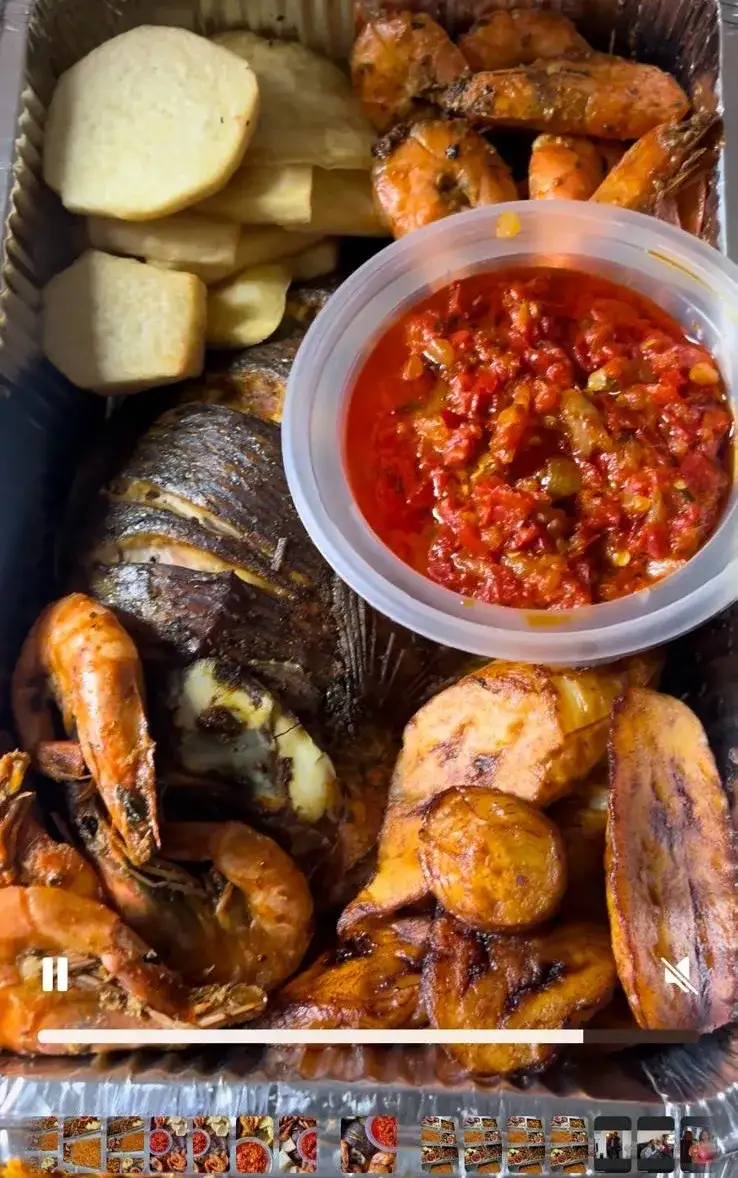 Tilapia fish and prawn platter